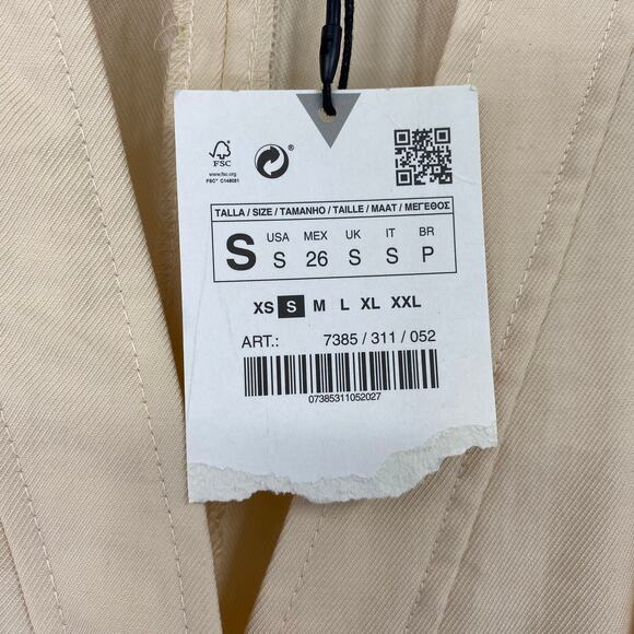 Zara Blogger Fave Jumpsuit Belted Button Front Long Sleeve Utility Cream NEW S - Picture 10 of 13